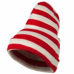 Adams Shop 16 E4Hats Red White Wide Stripe Cuff Beanie