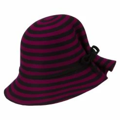 Something Special Striped Wool Felt Cloche -Adams Shop wd002cl fuchsia 2