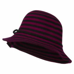Something Special Striped Wool Felt Cloche -Adams Shop wd002cl fuchsia 4