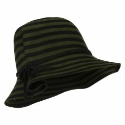 Something Special Striped Wool Felt Cloche -Adams Shop wd003cl green 1