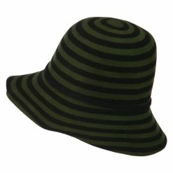 Something Special Striped Wool Felt Cloche -Adams Shop wd003cl green 3