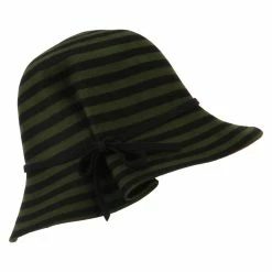 Something Special Striped Wool Felt Cloche -Adams Shop wd003cl green 5