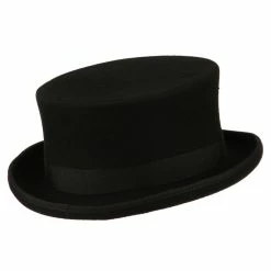 Jeanne Simmons Men's Top Hat Wool Felt Hat -Adams Shop wf002tp black 3