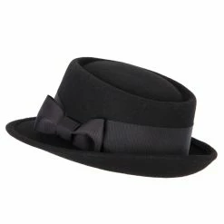 Jeanne Simmons Women's Extra Wide Grosgrain Ribbon Band Trim Wool Pork Pie Fedora Hat 8 Jeanne Simmons Women's Extra Wide Grosgrain Ribbon Band Trim Wool Pork Pie Fedora Hat -Adams Shop wl001pp black 2