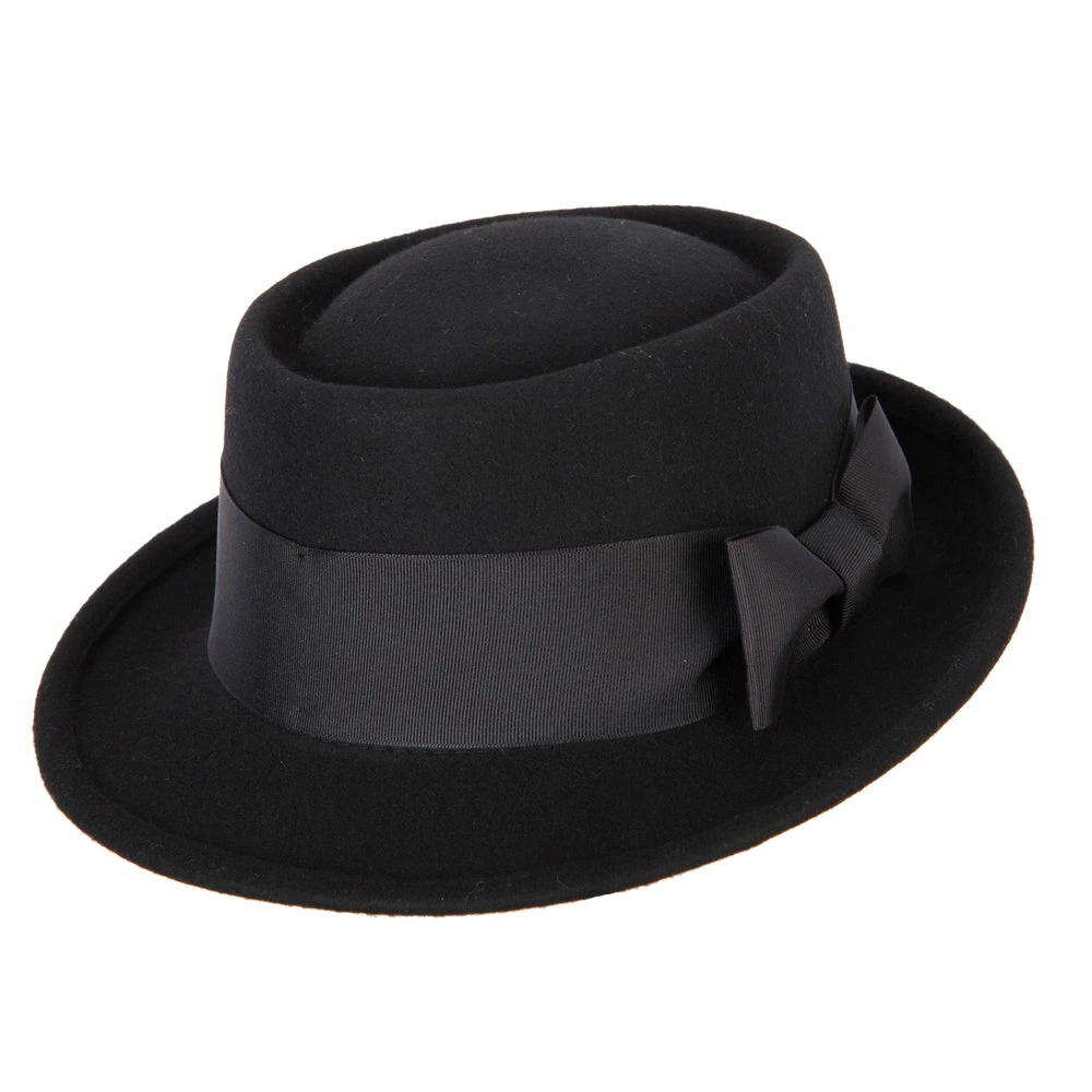 Jeanne Simmons Women's Extra Wide Grosgrain Ribbon Band Trim Wool Pork Pie Fedora Hat 7 Jeanne Simmons Women's Extra Wide Grosgrain Ribbon Band Trim Wool Pork Pie Fedora Hat - Image 5