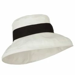 Jeanne Simmons Woman's Large Brim Canvas Cotton Bucket Hat -Adams Shop wl001ru beige black 4