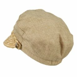 Jeanne Simmons Women's Linen Straw Greek Sailor Style Cabbie Cap -Adams Shop wl002cb natural 2