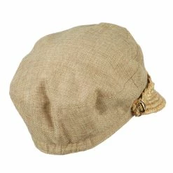 Jeanne Simmons Women's Linen Straw Greek Sailor Style Cabbie Cap -Adams Shop wl002cb natural 3