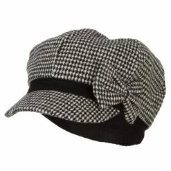 Something Special Women's Bow Trim Houndstooth Newsboy Hat