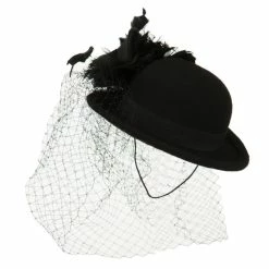 Something Special Mini Wool Bowler Fascinator -Adams Shop wm003df black 2