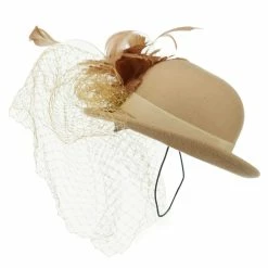 Something Special Mini Wool Bowler Fascinator -Adams Shop wm004df camel 5