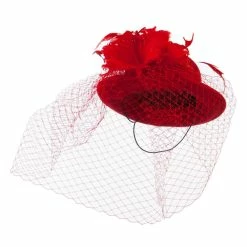 Something Special Mini Wool Bowler Fascinator -Adams Shop wm005df red 1