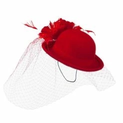 Something Special Mini Wool Bowler Fascinator -Adams Shop wm005df red 2