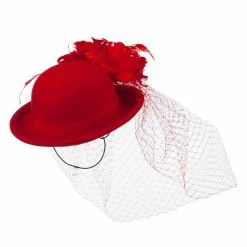 Something Special Mini Wool Bowler Fascinator -Adams Shop wm005df red 3