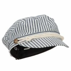 Jeanne Simmons Women's Rope Accent Band Greek Sailor Stripe Hat 10 Jeanne Simmons Women's Rope Accent Band Greek Sailor Stripe Hat -Adams Shop wr001cb navy white 4