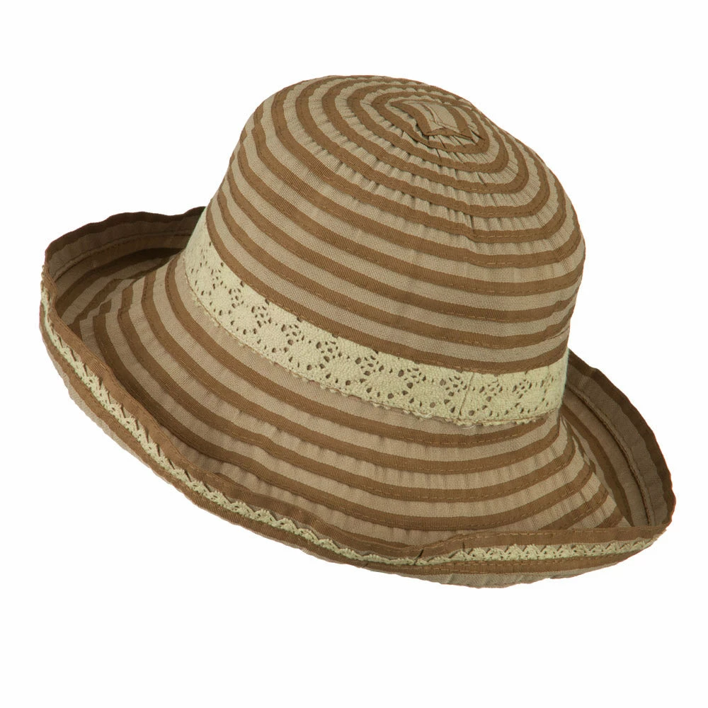 Jeanne Simmons Woman's Stripe Design Crushable Hat With Lace Accent 4 Jeanne Simmons Woman's Stripe Design Crushable Hat With Lace Accent - Image 2