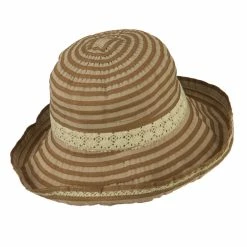 Jeanne Simmons Woman's Stripe Design Crushable Hat With Lace Accent 14 Jeanne Simmons Woman's Stripe Design Crushable Hat With Lace Accent -Adams Shop ws001ru brown 3