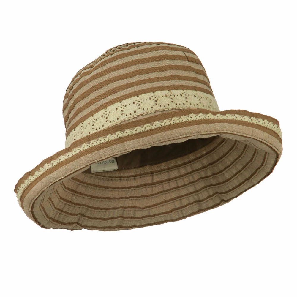 Jeanne Simmons Woman's Stripe Design Crushable Hat With Lace Accent 6 Jeanne Simmons Woman's Stripe Design Crushable Hat With Lace Accent - Image 4