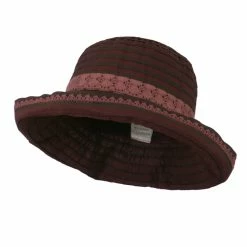 Jeanne Simmons Woman's Stripe Design Crushable Hat With Lace Accent 17 Jeanne Simmons Woman's Stripe Design Crushable Hat With Lace Accent -Adams Shop ws002ru wine 1