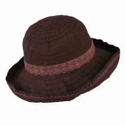 Jeanne Simmons Woman's Stripe Design Crushable Hat With Lace Accent 19 Jeanne Simmons Woman's Stripe Design Crushable Hat With Lace Accent -Adams Shop ws002ru wine 3