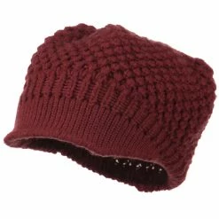 Cheveux Women's Visored Knit Beanie -Adams Shop wv001db burgundy 1