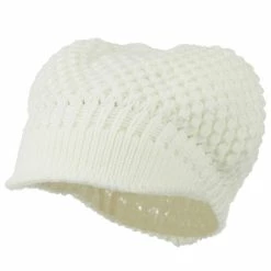 Cheveux Women's Visored Knit Beanie -Adams Shop wv002db white 1