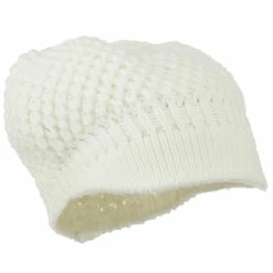 Cheveux Women's Visored Knit Beanie -Adams Shop wv002db white 4