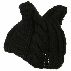 Jeanne Simmons Women's Acrylic Cable Knit Beanie 23 Jeanne Simmons Women's Acrylic Cable Knit Beanie -Adams Shop ww001ps black 2