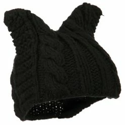 Jeanne Simmons Women's Acrylic Cable Knit Beanie 25 Jeanne Simmons Women's Acrylic Cable Knit Beanie -Adams Shop ww001ps black 4