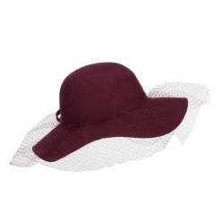 Something Special Wool Felt Floppy Hat With Net -Adams Shop yh001fp burgundy 3