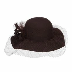 Something Special Wool Felt Floppy Hat With Net -Adams Shop yh002fp brown 2