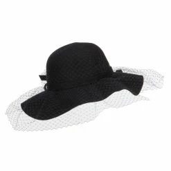 Something Special Wool Felt Floppy Hat With Net -Adams Shop yh003fp black 3