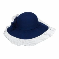 Something Special Wool Felt Floppy Hat With Net -Adams Shop yh005fp navy 2