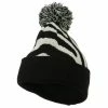 J Hat Zebra Knitted Pom Pom Accented Hat 1 J Hat Zebra Knitted Pom Pom Accented Hat -Adams Shop zk001bf black 1