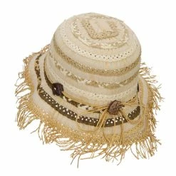 Jeanne Simmons Women's Toyo Braid Striped Straw Bucket Hat 8 Jeanne Simmons Women's Toyo Braid Striped Straw Bucket Hat -Adams Shop zk001bh natural 2