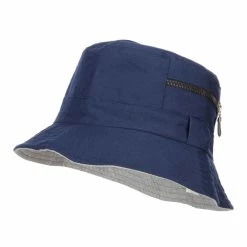Jeanne Simmons Zip Pocket Cotton Bucket Hat -Adams Shop zp003bh navy 1